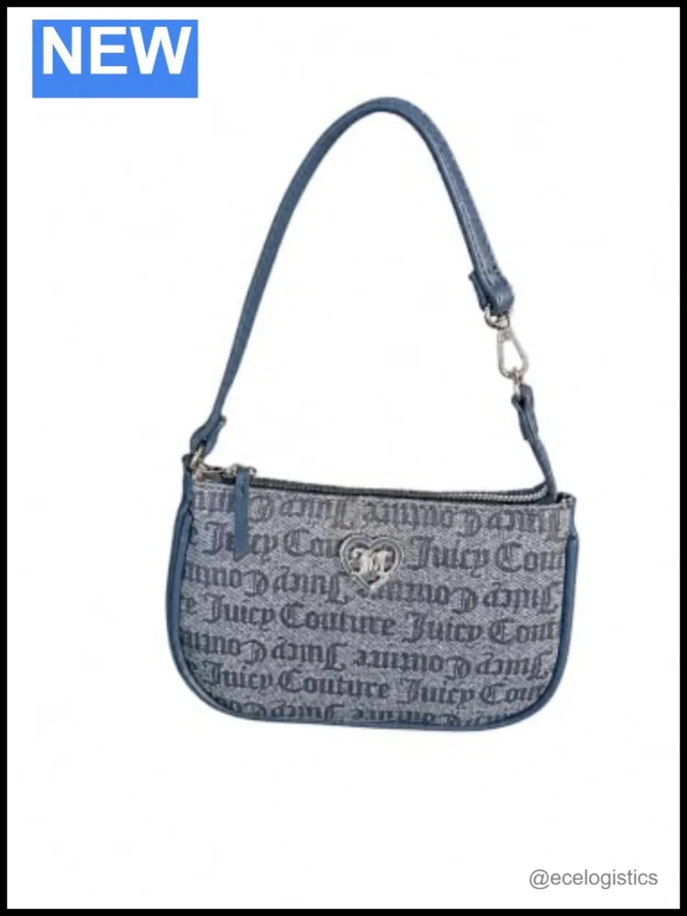 Juicy Couture Faux Leather Convertible Wristlet Mini Shoulder Bag Heart Hardware